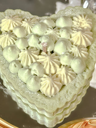 Heart-Shaped Green Tea & Cream Tart Candle.