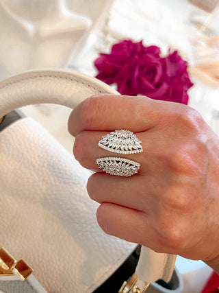 Emma Statement Rhinestones Adjustable Ring.