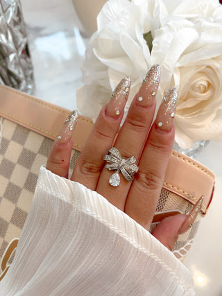 Bow Tie Rhinestones Adjustable Ring