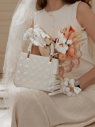 Scarlett Handbag Resin Vase in Beige.