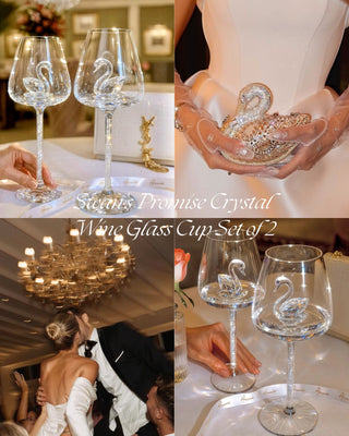 Swan’s Promise Crystal Wine Glass Cup Set of 2