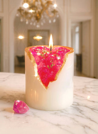 Vela de cuarzo rosa en oro de 18 quilates
