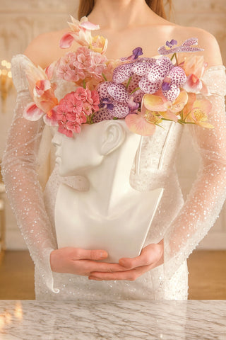 Lady Ceramic Flower Vase in White
