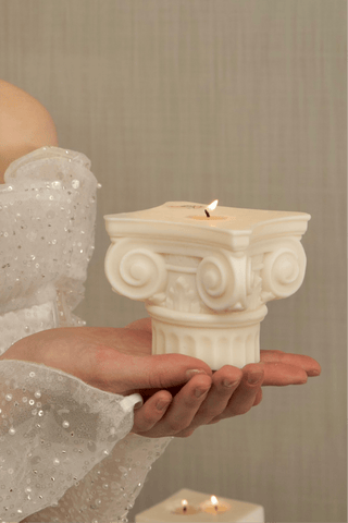 Ionic Roman Column Candle designed by Anaïs Candle in New York City.