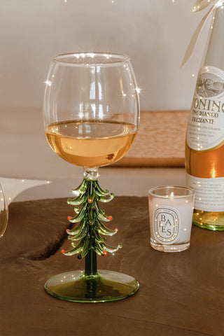 Merry Christmas Wine Flute with enjoyed with white wine.