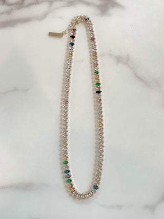 Celeste Rainbow Rhinestones Necklace.