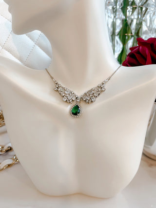 Angel’s Wings Emerald Rhinestones Necklace