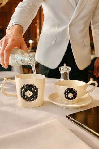 Château Camellia Ceramic Tea/Coffee Cup Set of 2 - White