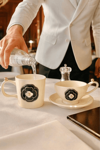 Château Camellia Ceramic Tea/Coffee Cup Set of 2 - White