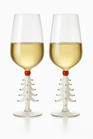 Merry Christmas Wine Flute Set of 2 in White