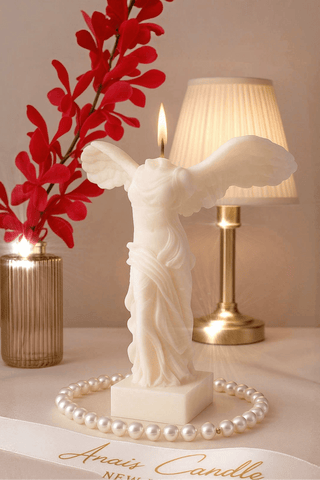 Winged Victory Candle in Sculpture White