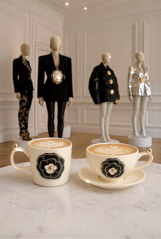 Château Camellia Ceramic Tea/Coffee Cup Set of 2 - White