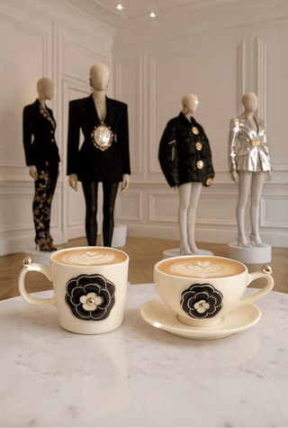 Château Camellia Ceramic Tea/Coffee Cup Set of 2 - White