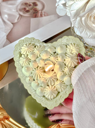Heart-Shaped Green Tea & Cream Tart Candle.