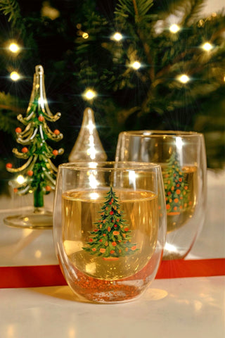 Juego de 2 vasos de cristal con forma de confeti navideño