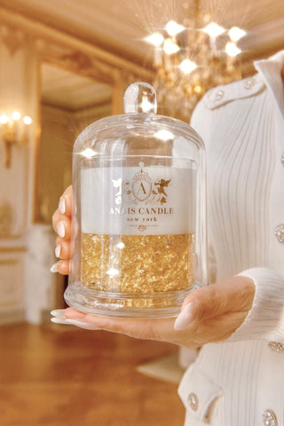 Majesté Dorée Gold Leaf Candle With Bell Cloche