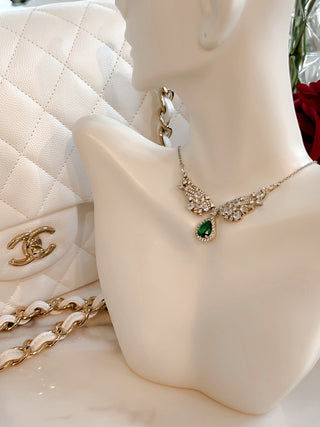 Angel’s Wings Emerald Rhinestones Necklace