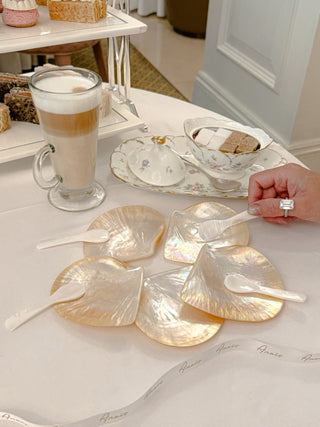 Moonlit Tides — Seashell Plate & Spoon Set of 5.