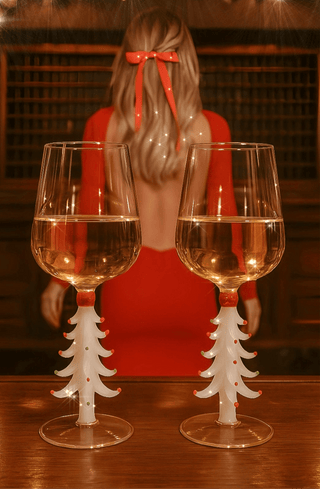 Merry Christmas Wine Flute Set of 2 in White