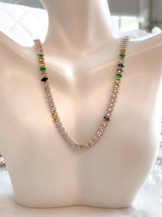 Celeste Rainbow Rhinestones Necklace.