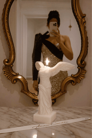 Winged Victory Candle in Sculpture White