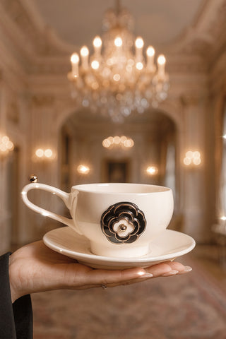 Château Camellia Ceramic Tea/Coffee Cup Set of 2 - White