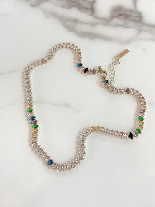 Celeste Rainbow Rhinestones Necklace.