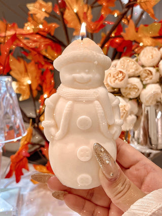 Christmas Wonderland Candle Set of 4 in White- Snowman, Santa Stocking, Jingle Bell, Ornament.