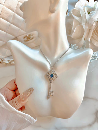 Scarlett Sapphire Key Rhinestone Necklace.