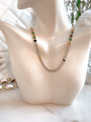 Celeste Rainbow Rhinestones Necklace.