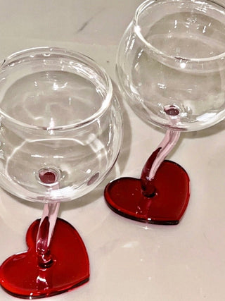 View of the “My Valentine” Wine Glass Cup Set of 2 from above.