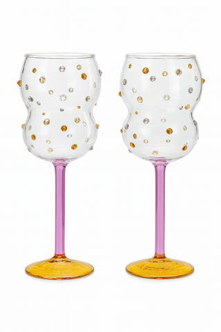 Luxurious Gemstones Glass Cup Set of 2