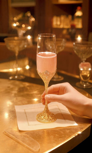 Crowné Embossed Diamonds Champagne Flute™️ Set of 2 in Gold