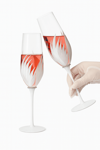 Feather Bliss Champagne Flute Set of 2 - Exclusive Design