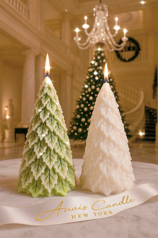 Snowy Pine Tree Candle Set