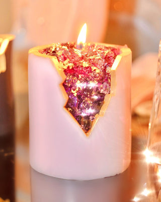 18K Gold Amethyst Crystal Candle – Peace & Clarity