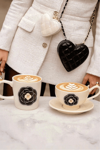 Château Camellia Ceramic Tea/Coffee Cup Set of 2 - White