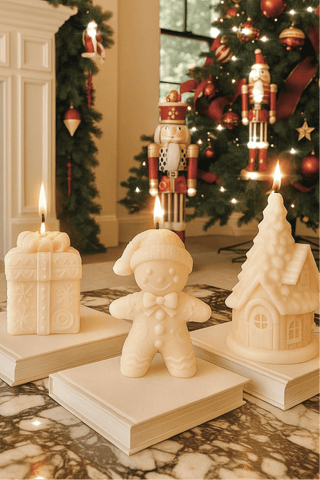 The Holiday Hearth Set of 3 - Present, Gingerbread Man, Holiday Home Candles