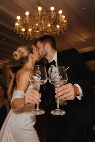 Crystal Swan’s Promise Wine Glass Cup Set of 2 featured in a luxury hotel, and mansion.