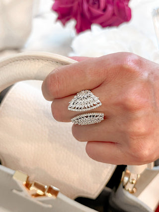 Emma Statement Rhinestones Adjustable Ring.