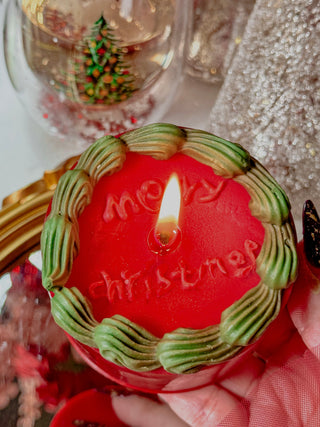 Merry Christmas Vintage Cake Candle