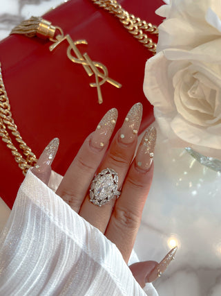 Oval Statement Rhinestones Adjustable Ring.