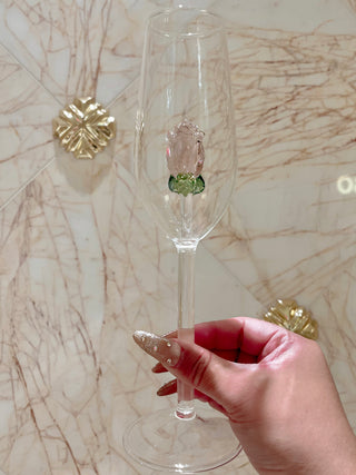 La Vie En Rose Champagne Glass Set of 2 - Handcrafted