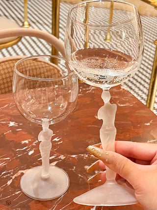 Venus Goddess Sculpture Wine Flute Set of 2 - Handcrafted