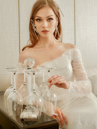 Luxurious Crystal Wine Glass Cups With Carousel Holder