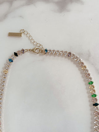 Celeste Rainbow Rhinestones Necklace.