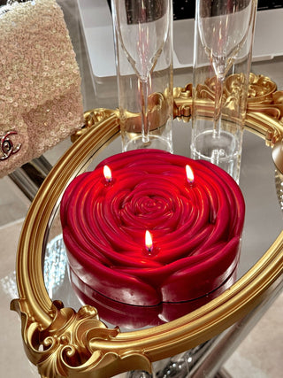3-Wick Brilliant Rose Candle in Red.