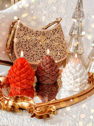 Holiday Lavish Pinecones Candle Set of 3.