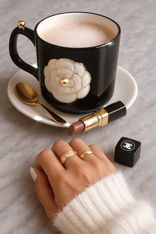Château Camellia Ceramic Tea/Coffee Cup Set of 2 delicately handcrafted for Anaïs Decor and Anaïs Candle 2.