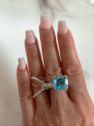 Swallow Aquamarine Rhinestones Adjustable Ring